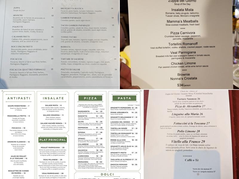 Enoteca Monza Pizzeria Moderna Menu