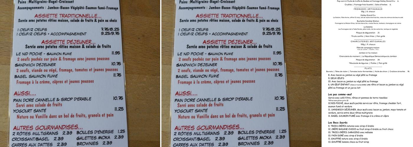 Bernache Cafébuvette Menu