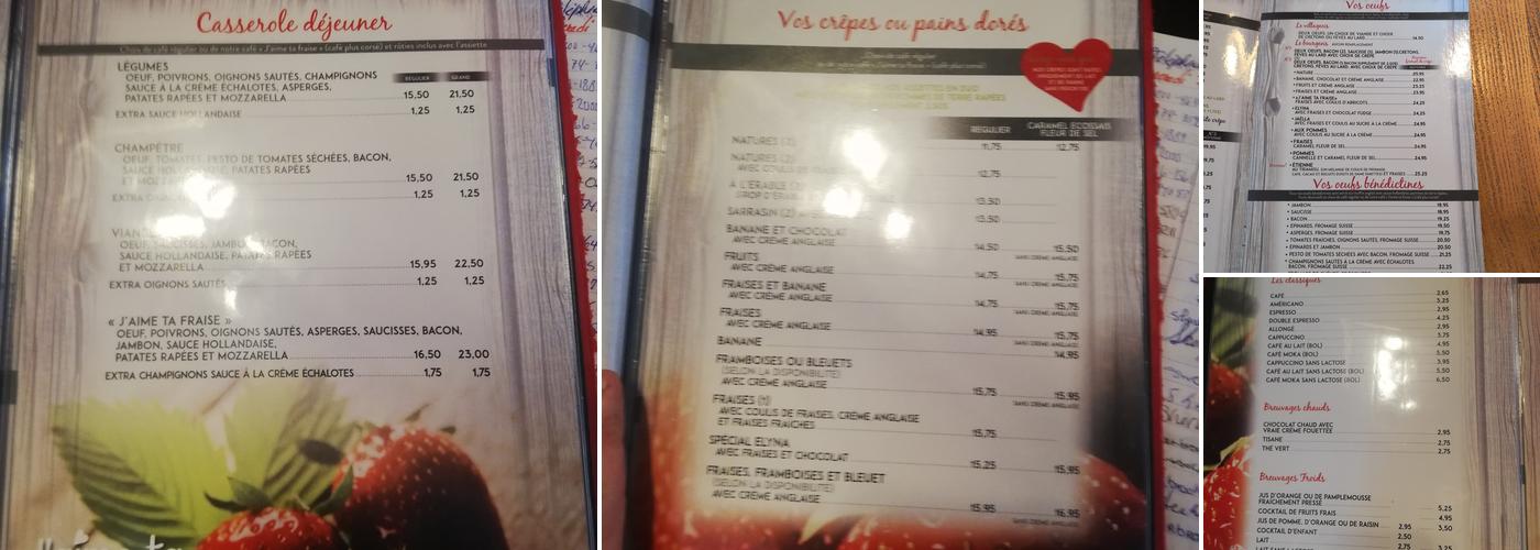 J'aime Ta Fraise Menu