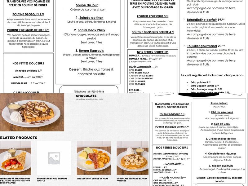Eggsquis Menu