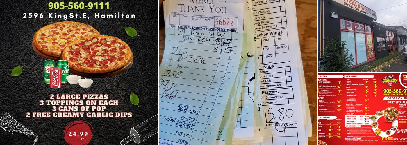 First Choice Pizza Menu