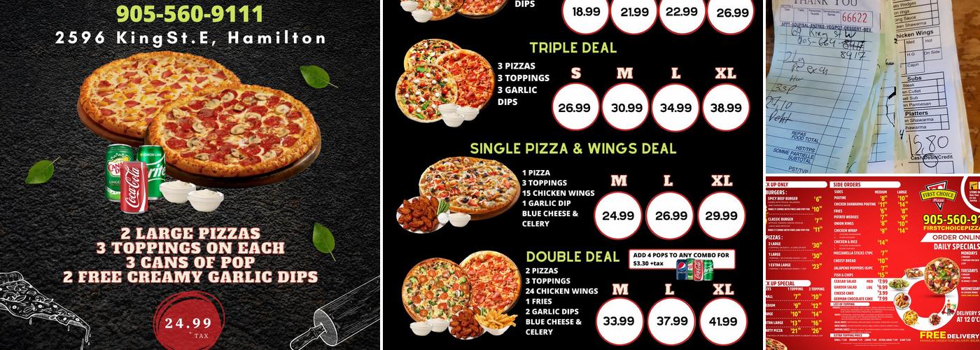 First Choice Pizza Menu