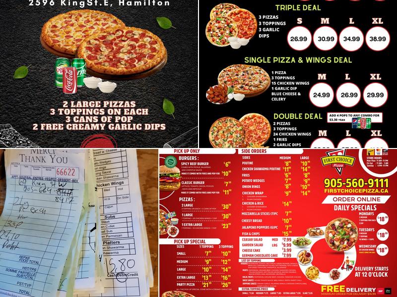 First Choice Pizza Menu