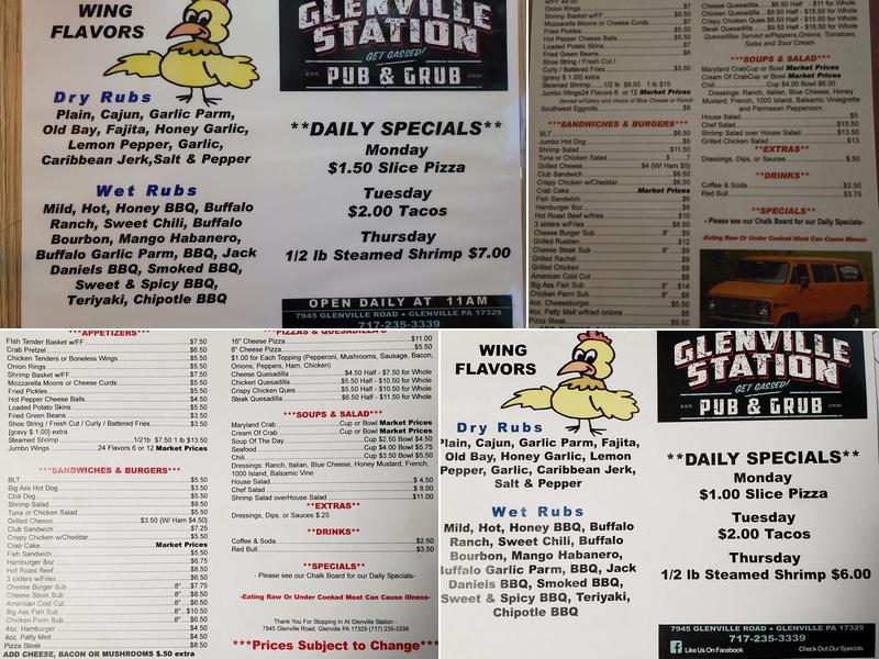 Glenville station Menu
