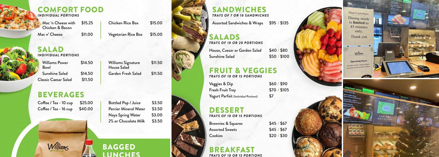 Williams Fresh Cafe Menu