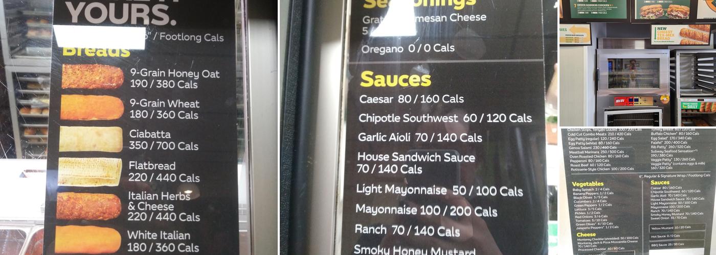 Subway Menu