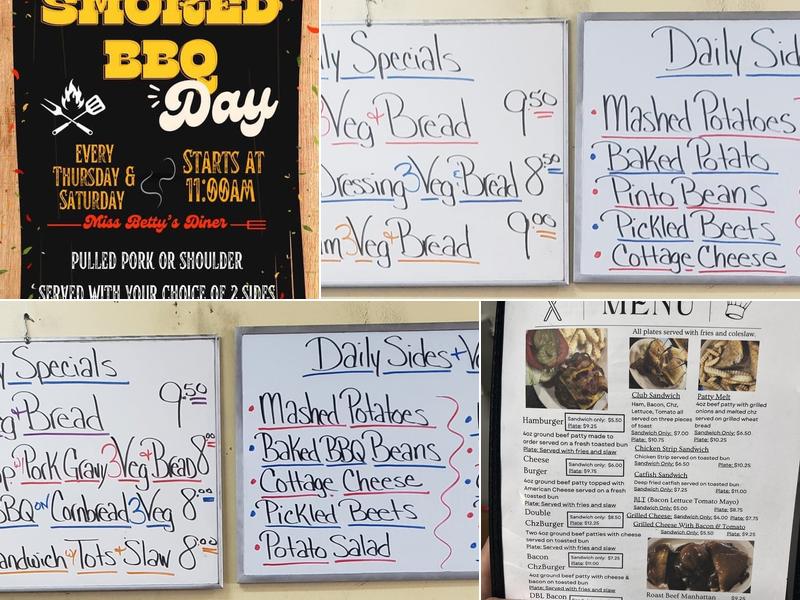 Miss Betty's Menu