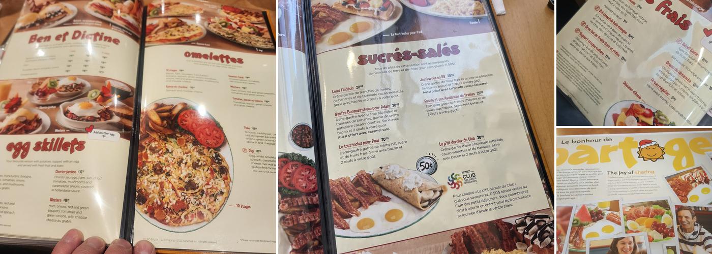 Cora (Cora déjeuners) Menu