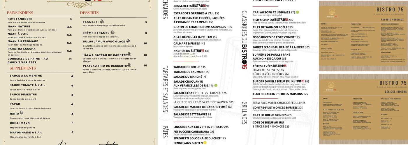 Bistro75 Menu