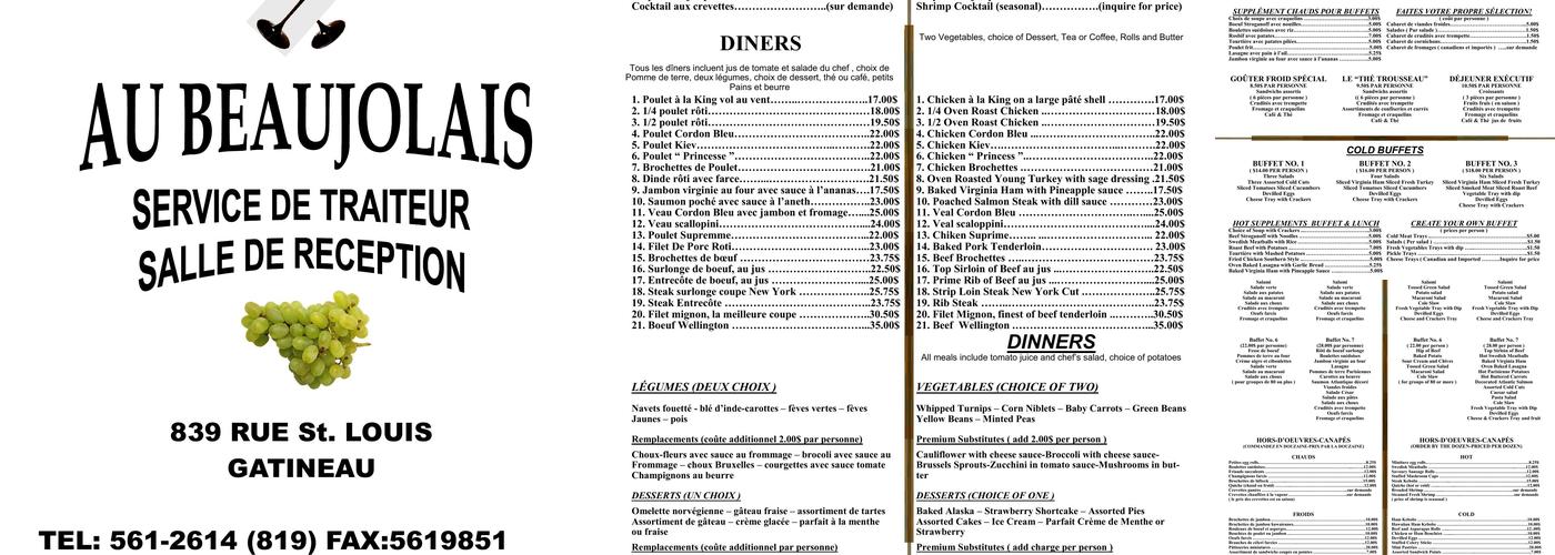 Beaujolais (Au) Menu