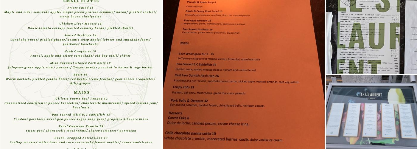 Le St. Laurent Menu