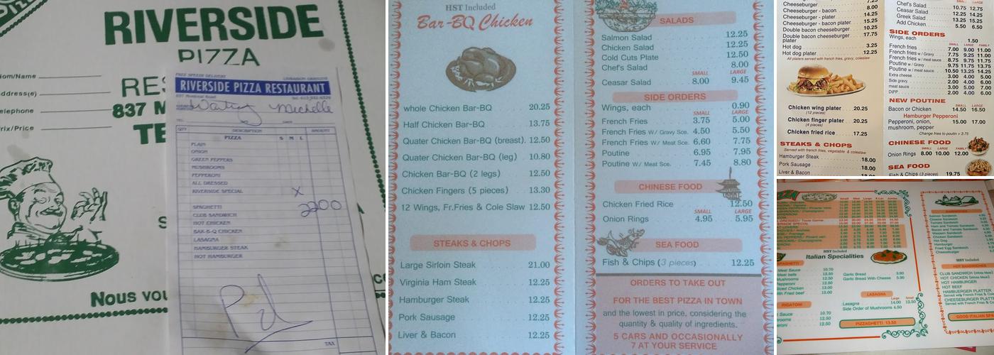 Riverside Restaurant Menu