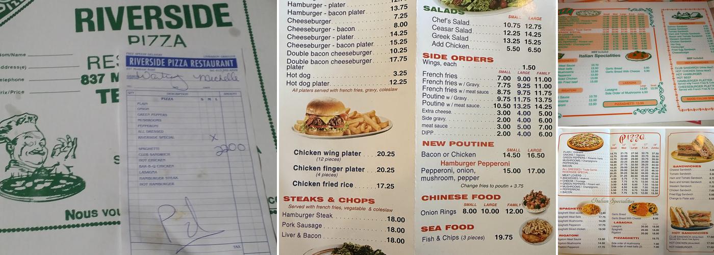 Riverside Restaurant Menu