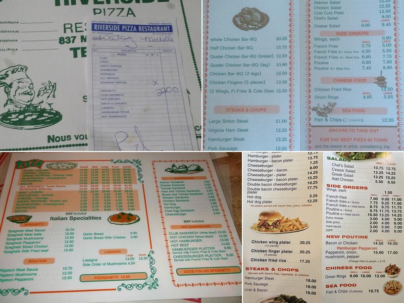 Riverside Restaurant Menu
