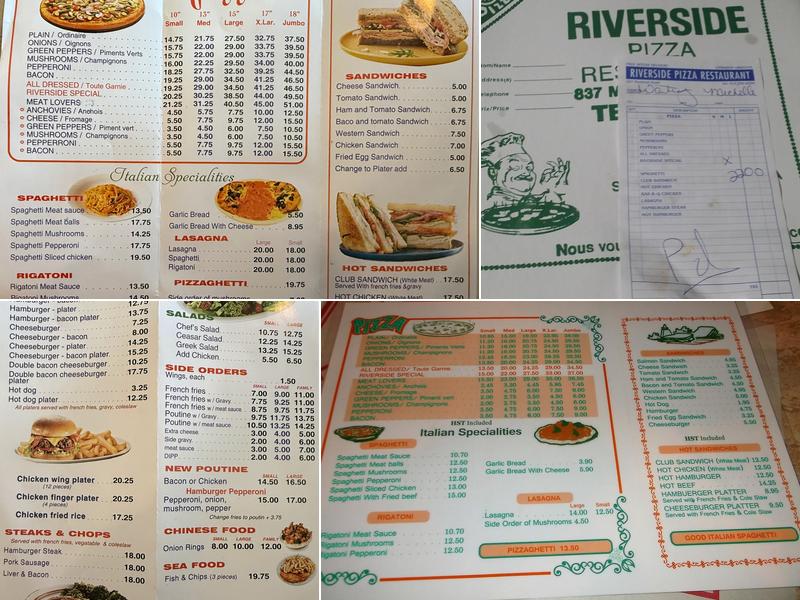 Riverside Restaurant Menu