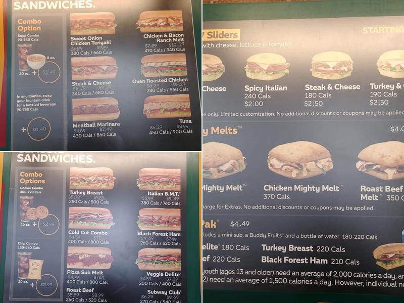 Subway Menu