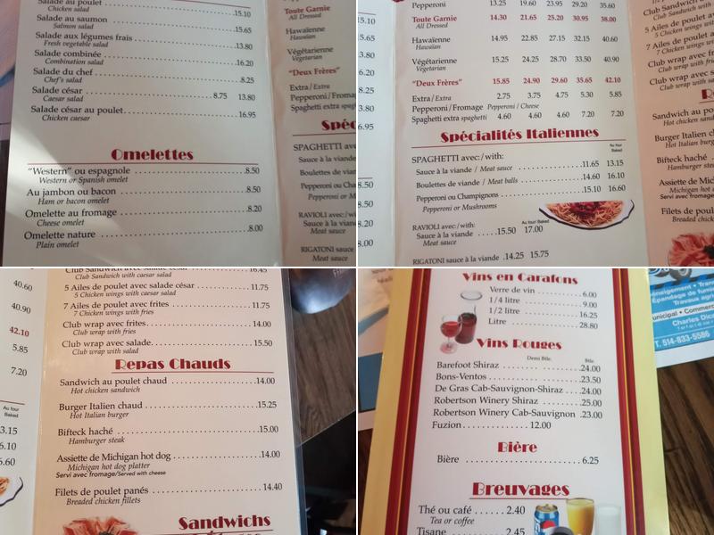 Restaurant Les Deux Frères Menu