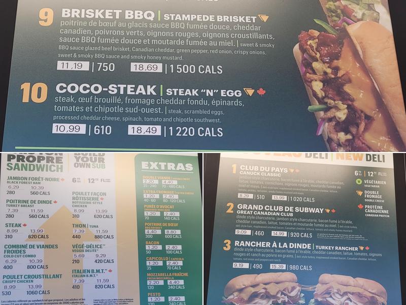 Subway Menu