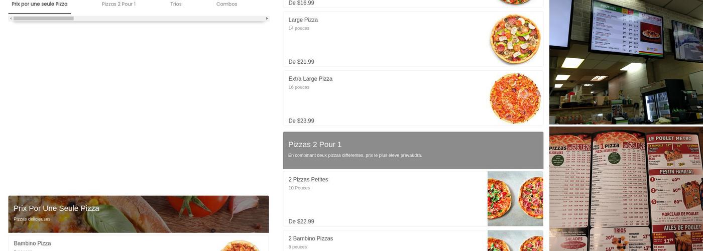 Metro Pizza Pierrefonds Menu