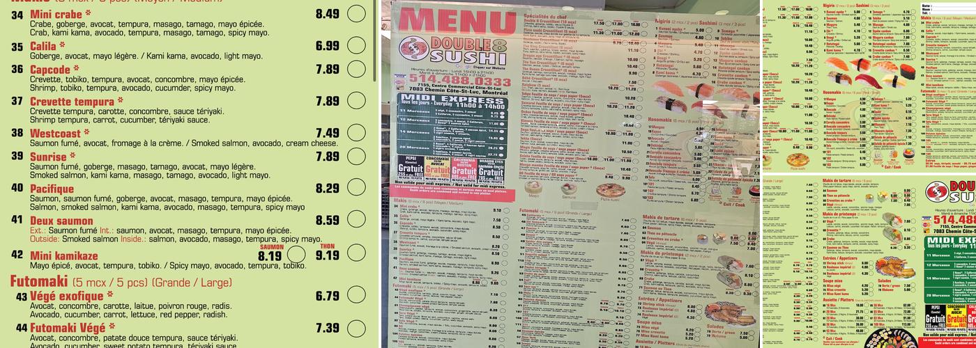 Double 8 Sushi Menu