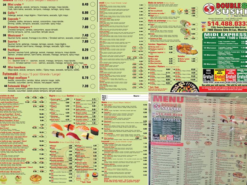 Double 8 Sushi Menu