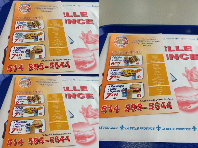 Restaurant La Belle Province Menu