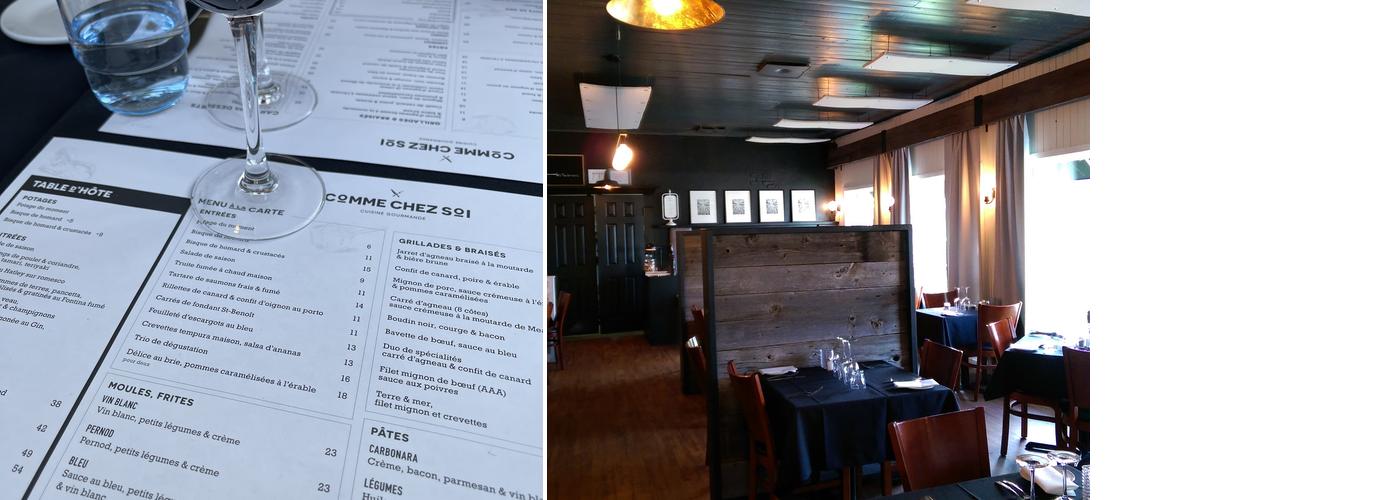 Comme Chez Soi Sherbrooke Menu