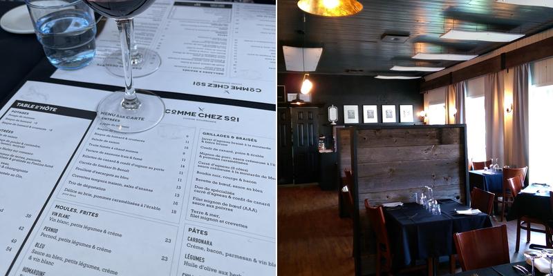 Comme Chez Soi Sherbrooke Menu