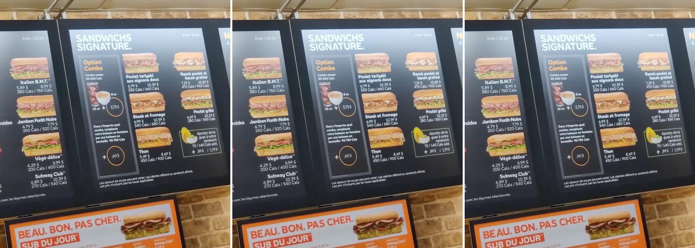 Subway Menu