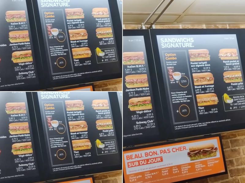 Subway Menu