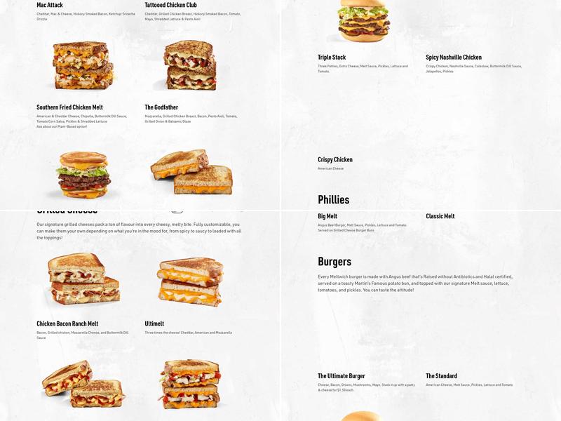 Meltwich Burlington Menu