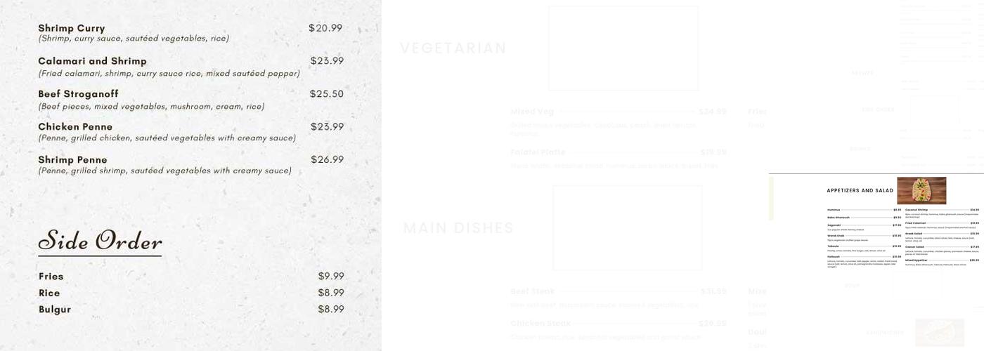 Zara's BBQ Menu