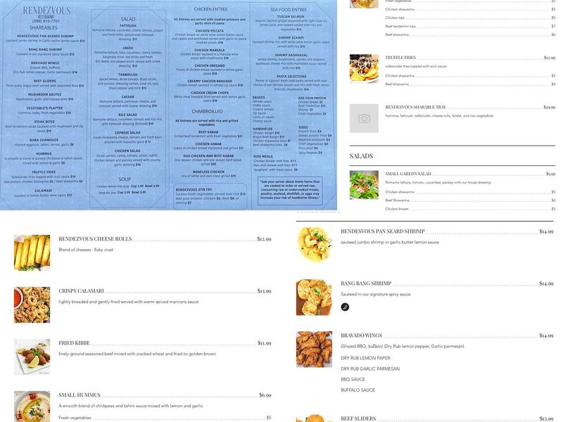 Rendezvous Restaurant Menu