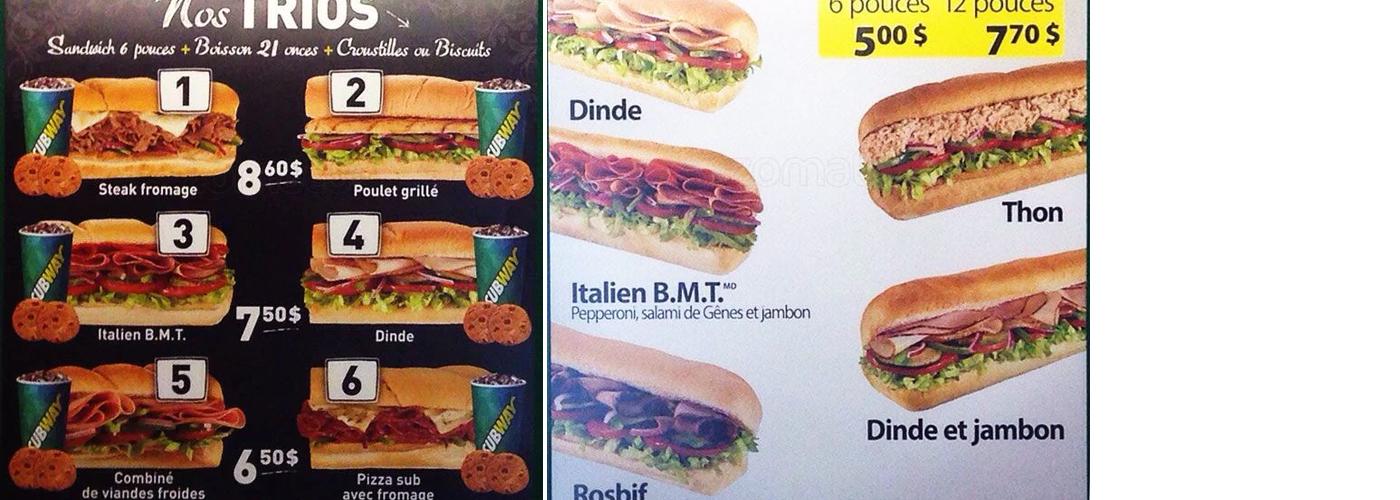Subway Menu