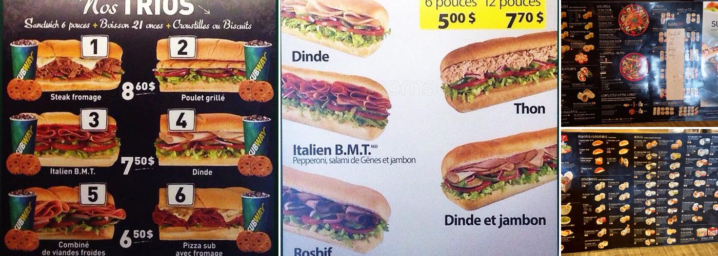Subway Menu