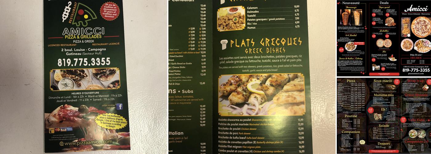 Amicci Pizza Menu