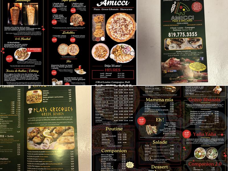 Amicci Pizza Menu