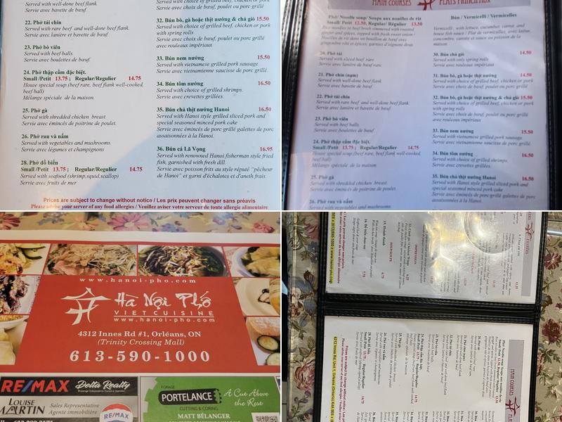 Hà Nội Phố Menu