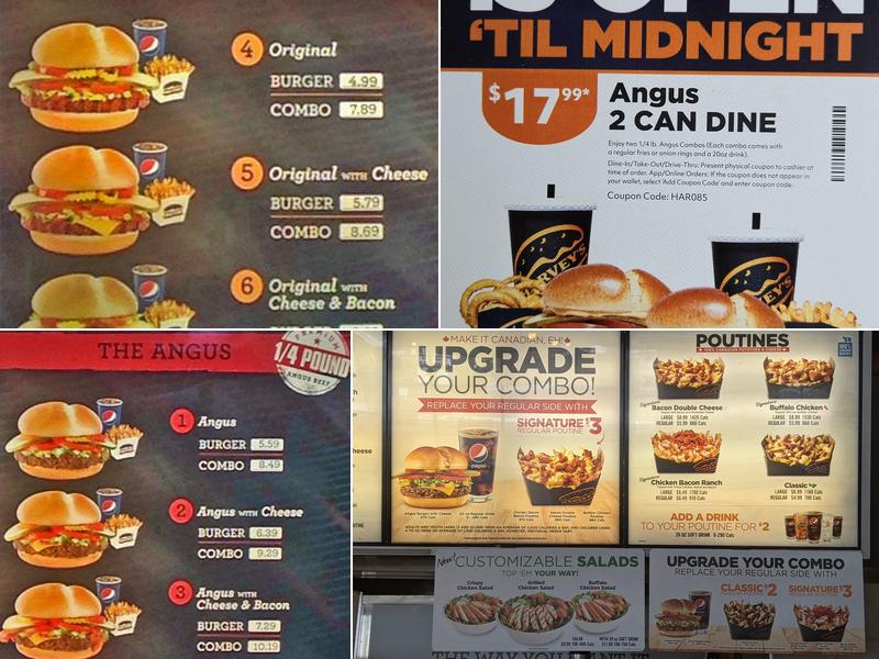 Harvey's Menu