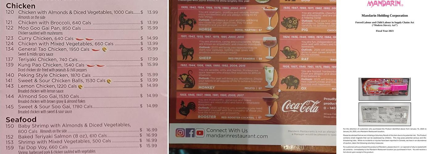 Mandarin Restaurant Menu