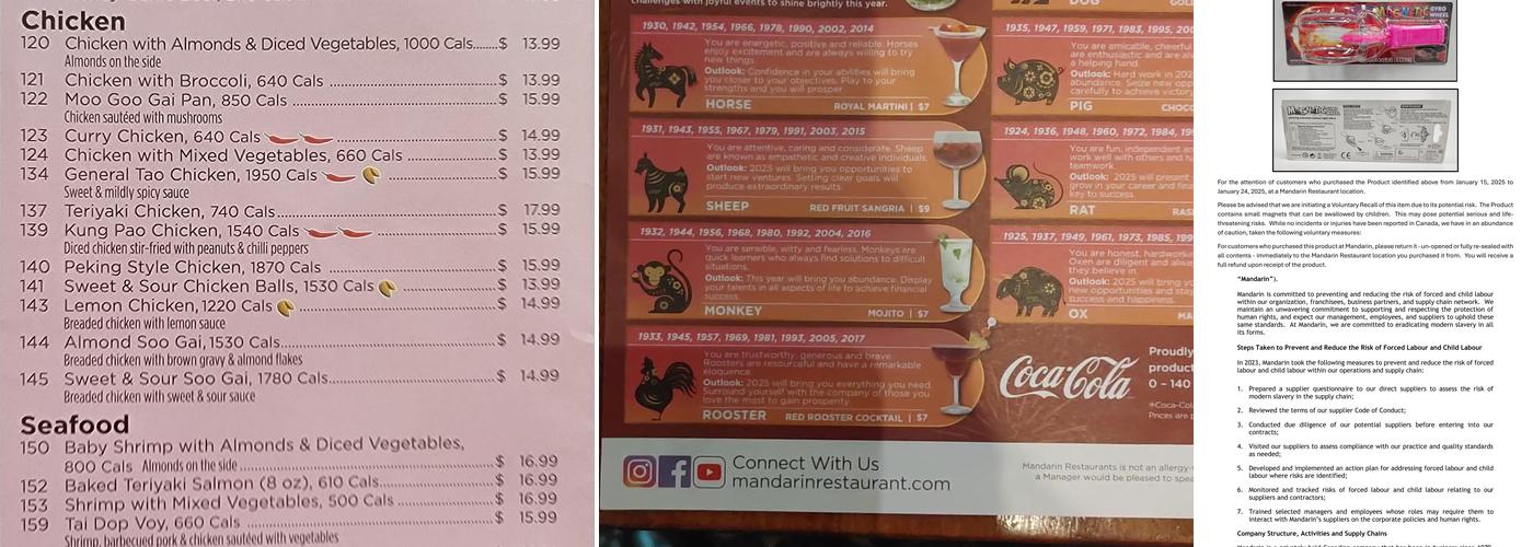Mandarin Restaurant Menu