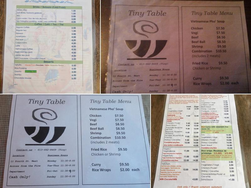 Tiny Table Menu