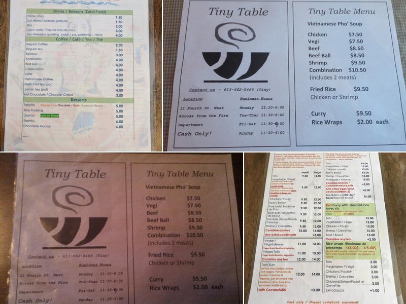 Tiny Table Menu