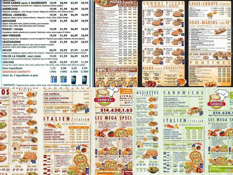 Pizza Des Sources Menu