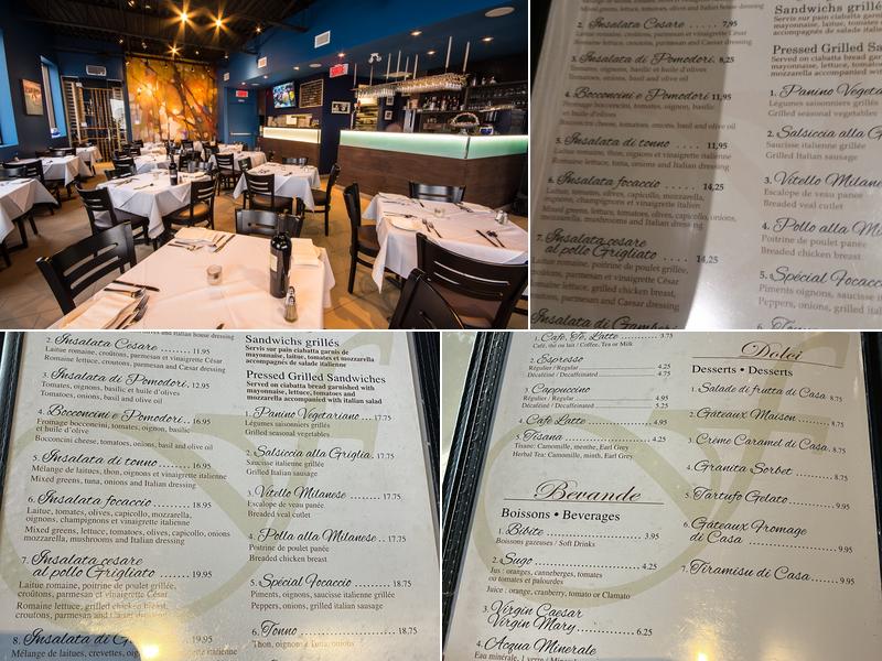 Restaurant Bar Focaccio Menu