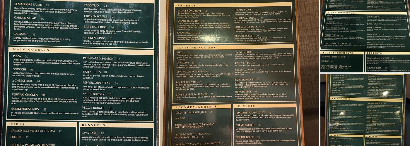Restaurant Le Sémaphore Menu