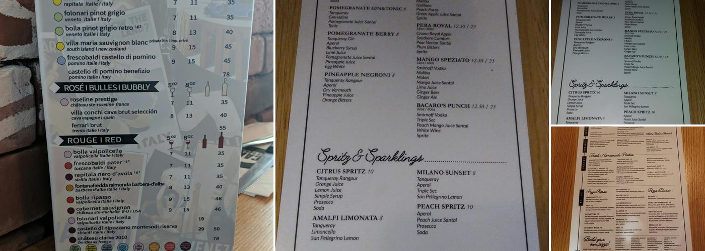 Bacaro Pizzeria - Lachine Menu