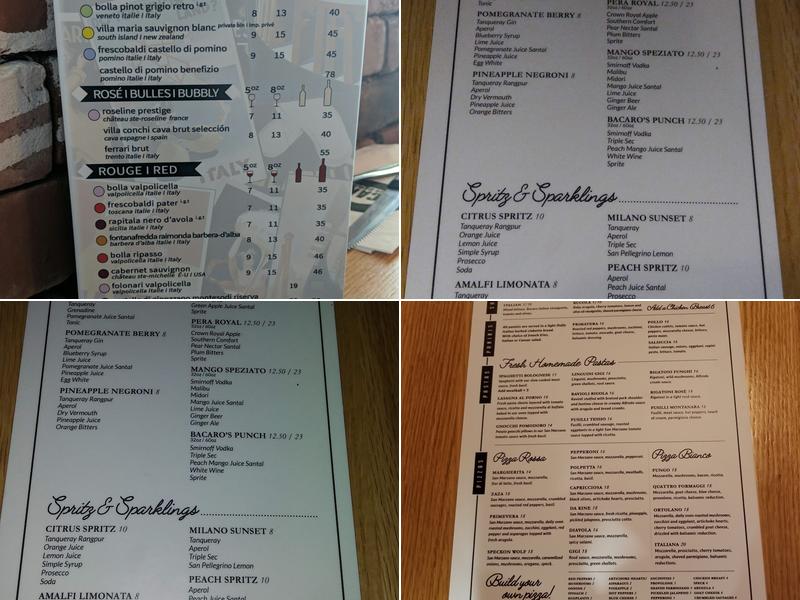 Bacaro Pizzeria - Lachine Menu