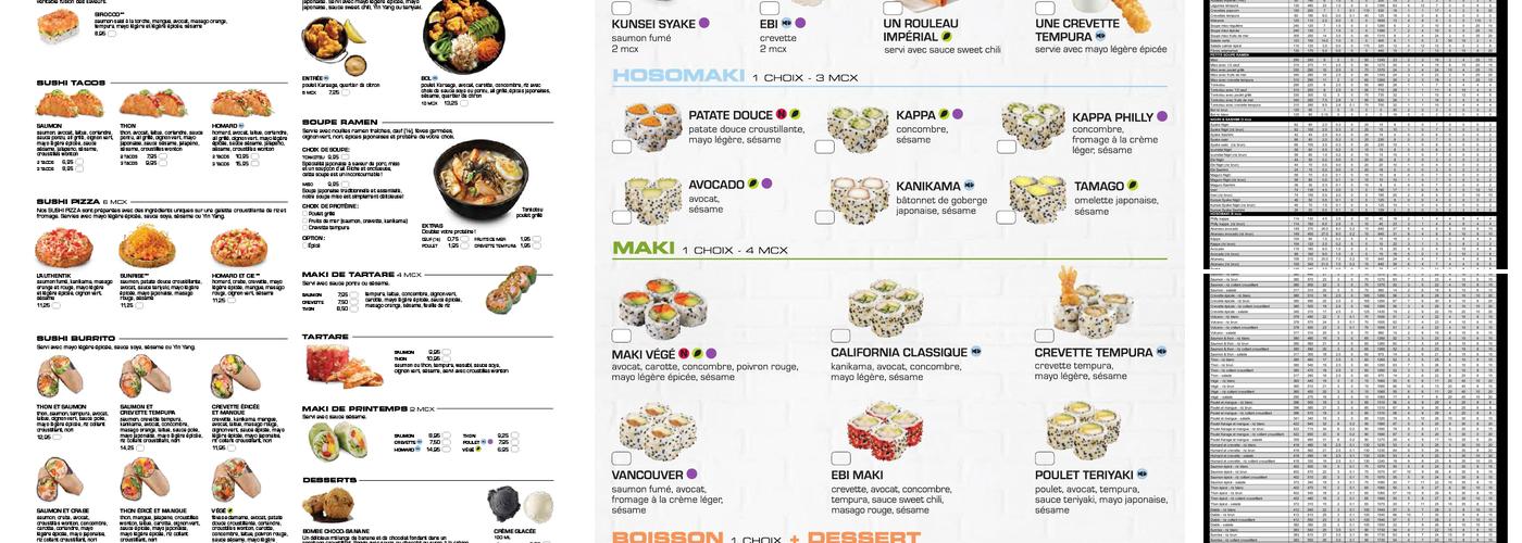 Sushi Shop Menu