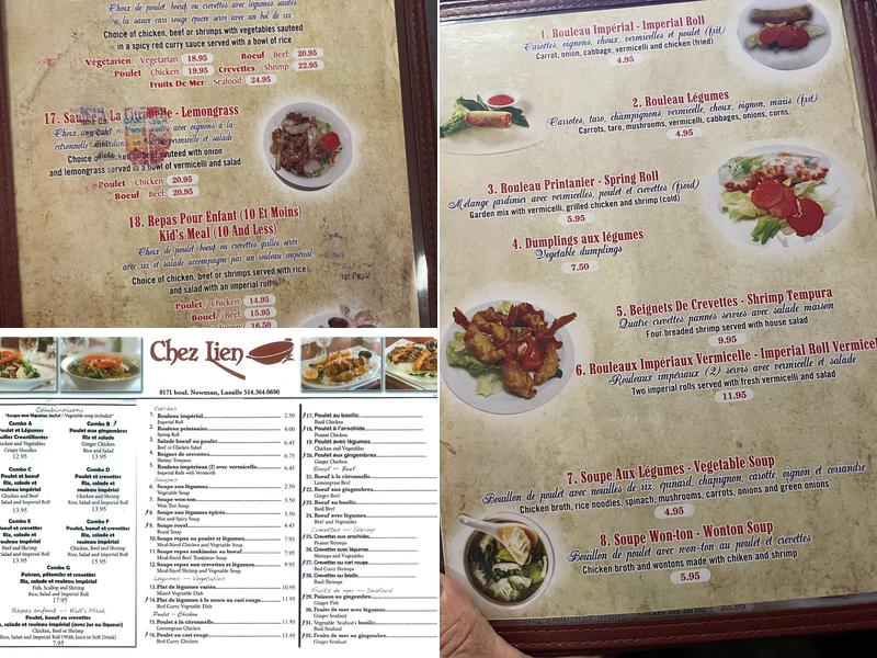 Chez Lien Menu